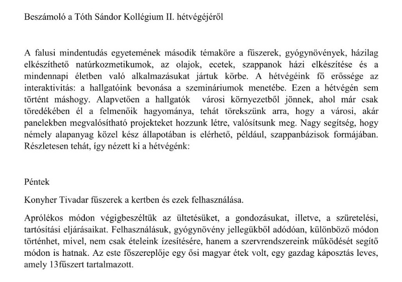 Sikeres volt a Tóth Sándor Kollégium második hétvégéje