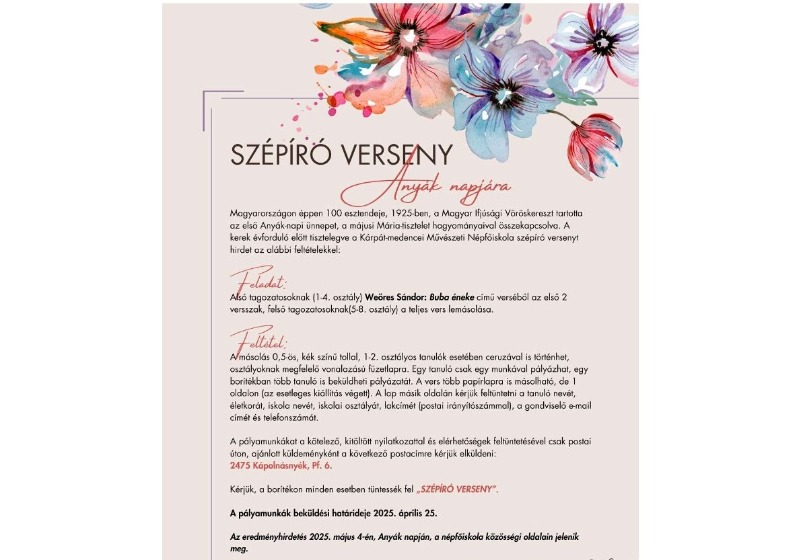Szépíró versenyt hirdet a kápolnásnyéki Népfőiskola