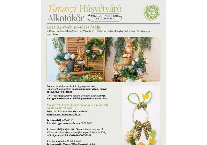 Húsvétváró alkotókört szervez a kápolnásnyéki Népfőiskola