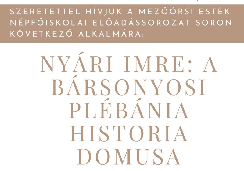 Meghívó Nyári Imre helytörténeti előadására