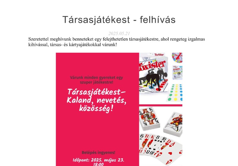 Társasjátékest