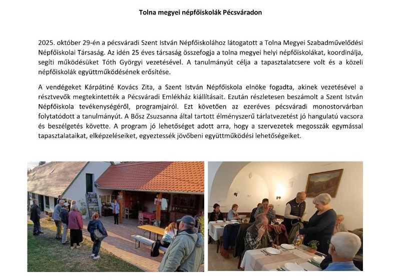 Tolnaiak tanulmányúton Pécsváradon