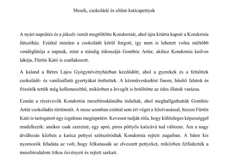 Beszámoló a Gombóc Artúr tematikájú játszóházról