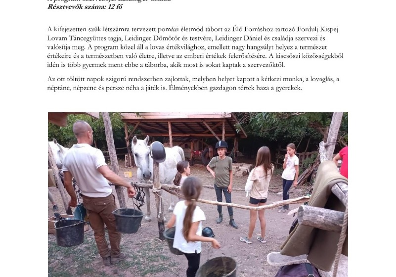 Pomázi életmód tábor