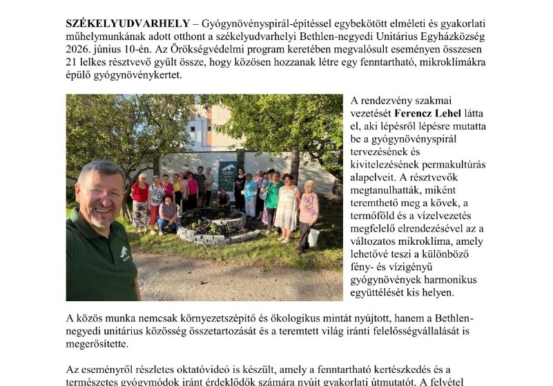 Műhelymunka gyógynövényspirál elkészitéséhez