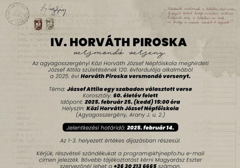 IV. Horváth Piroska versmondó verseny