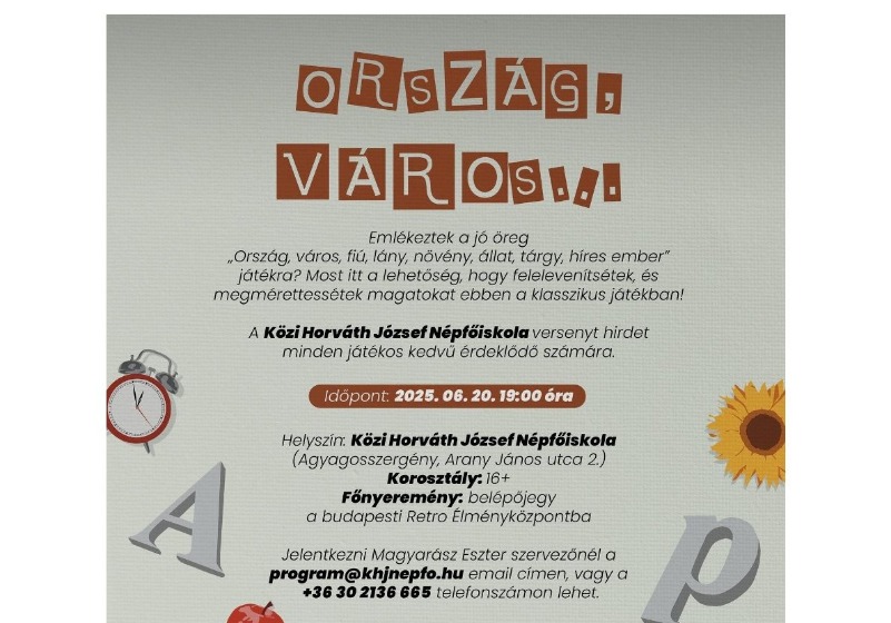 Ország, város … - játékos vetélkedő