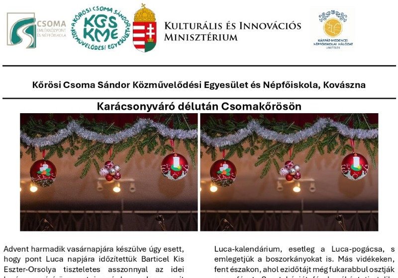 Karácsonyváró délután Csomakőrösön