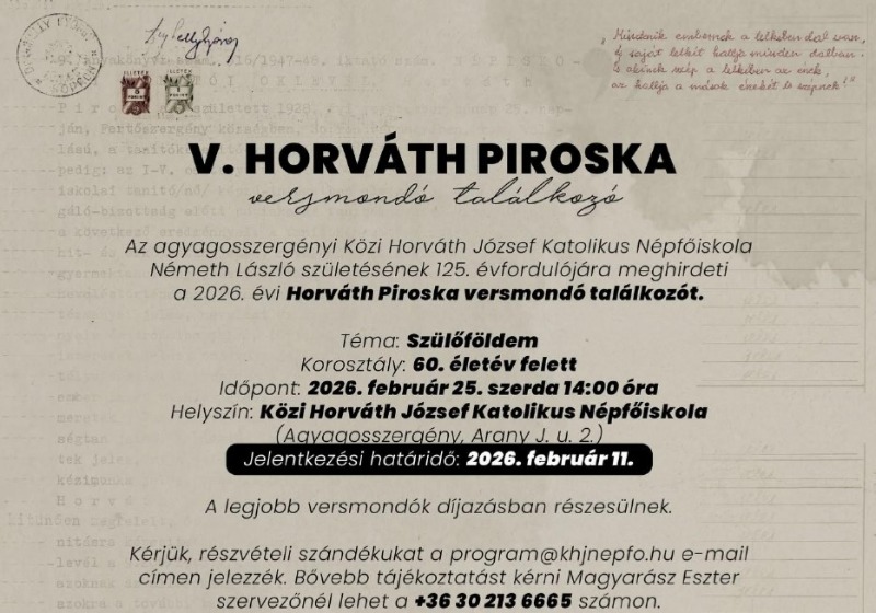 V. Horváth Piroska versmondó találkozó