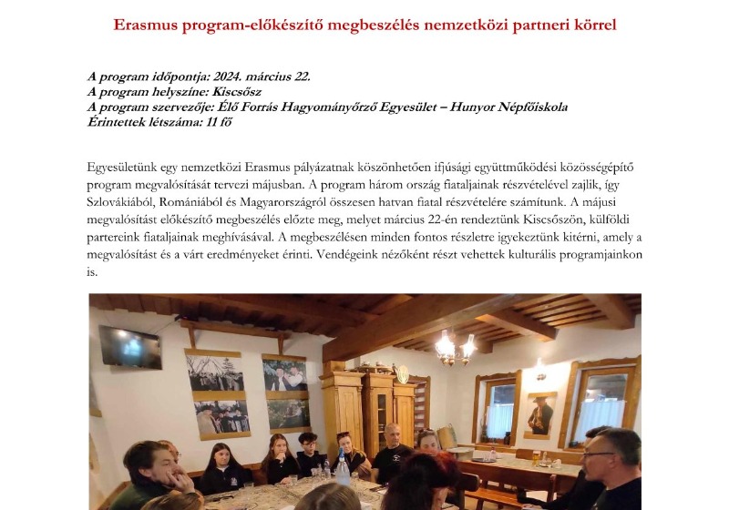 ERASMUS programunk indítása