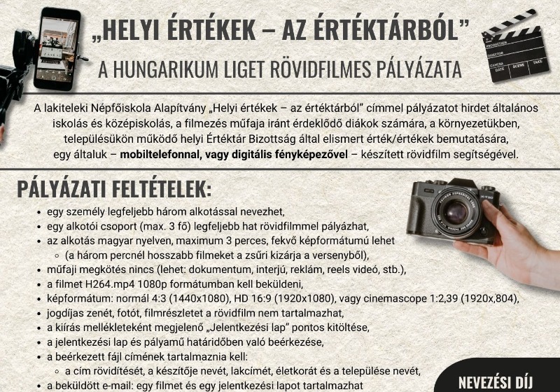 „HELYI ÉRTÉKEK – AZ ÉRTÉKTÁRBÓL” - a Hungarikum Liget rövidfilmes pályázata