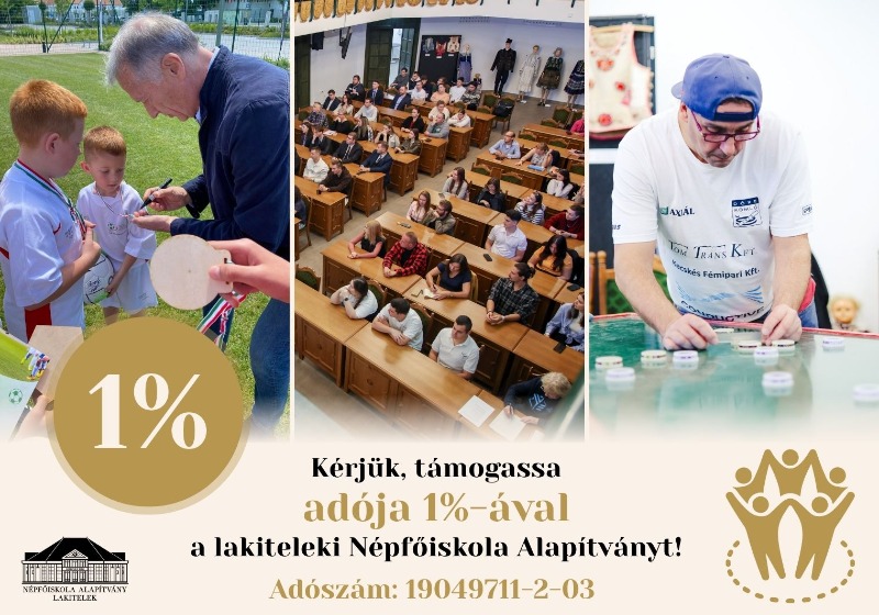 Kérjük, adója 1%-ával támogassa a lakiteleki Népfőiskola Alapítványt