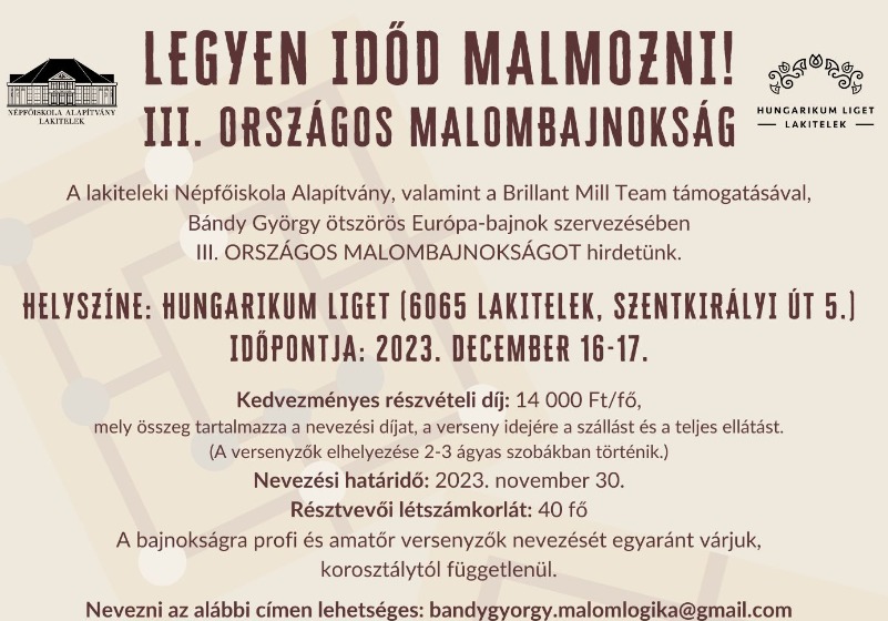 III. Országos Malombajnokság