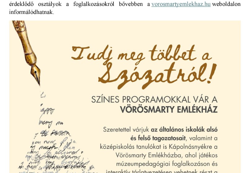 A Szózat költőjét ismerhetik meg jobban a fiatalok