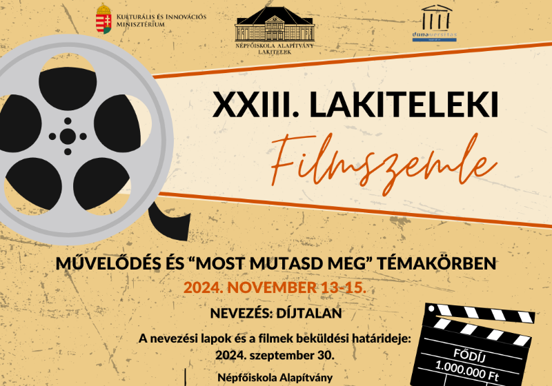 Még mindig jelentkezhet a XXIII. Lakiteleki Filmszemlére